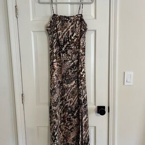 Anthropologie Snakeskin-Print Maxi Slip Dress - Brown/Black/Cream